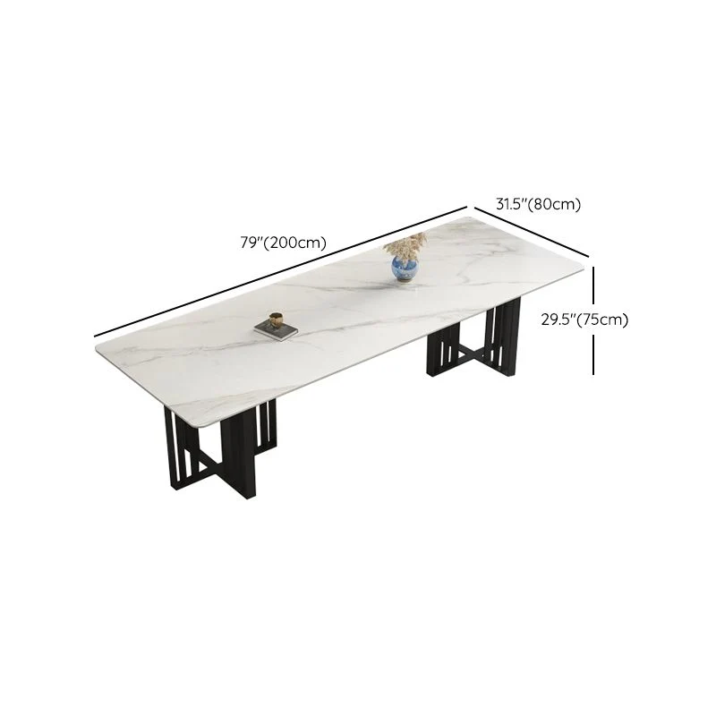 Table de conférence de forme rectangulaire de bureau de style moderne avec 2 pieds pour le bureau Clearhalo
