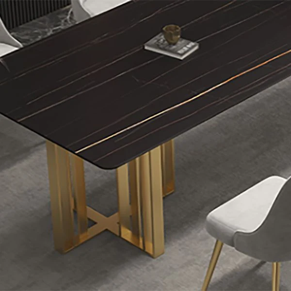 Table de conférence de forme rectangulaire de bureau de style moderne en pierre avec 2 pieds pour le bureau Clearhalo