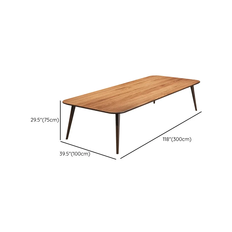 Table de conférence de forme rectangulaire, bureau de travail à 4 pieds en marron Clearhalo