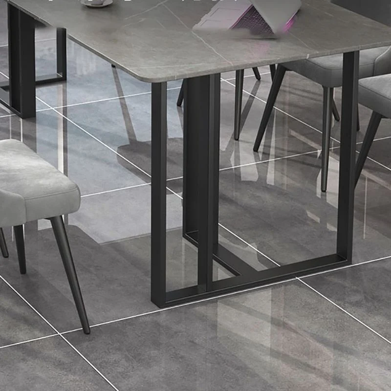 Table de conférence de forme rectangulaire en pierre de style moderne avec 2 pieds en gris Clearhalo
