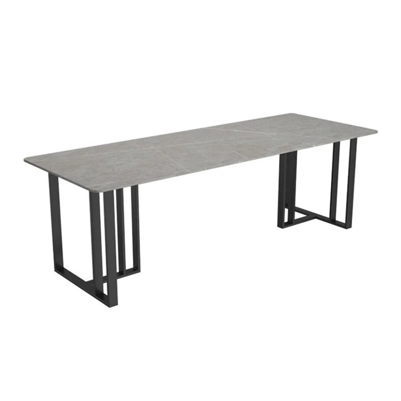 Table de conférence de forme rectangulaire en pierre de style moderne avec 2 pieds en gris Clearhalo