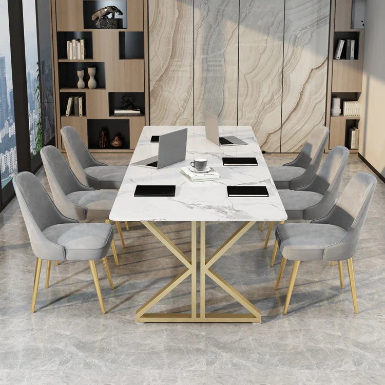 Table d'écriture de bureau à domicile bureau d'ordinateur incurvé en marbre de luxe Clearhalo