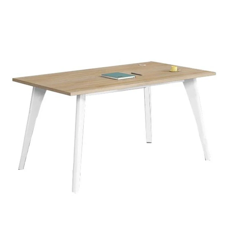 Table d'écriture de bureau de forme rectangulaire en bois avec pieds en métal naturel/marron Clearhalo