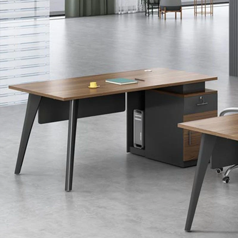 Table d'écriture de bureau de forme rectangulaire en bois avec pieds en métal naturel/marron Clearhalo