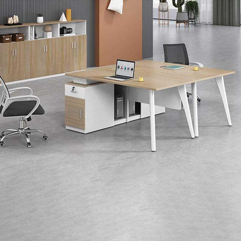 Table d'écriture de bureau de forme rectangulaire en bois avec pieds en métal naturel/marron Clearhalo