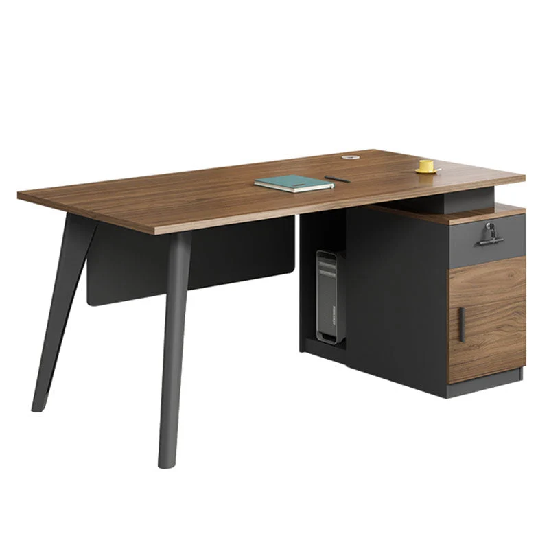 Table d'écriture de bureau de forme rectangulaire en bois avec pieds en métal naturel/marron Clearhalo