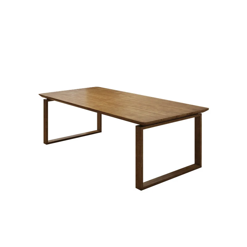 Table d'écriture de bureau rectangulaire, bureau de réunion moderne en bois massif avec base luge Clearhalo