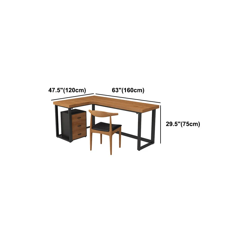 Table d'écriture fixe en forme de L, bureau industriel en bois massif Clearhalo