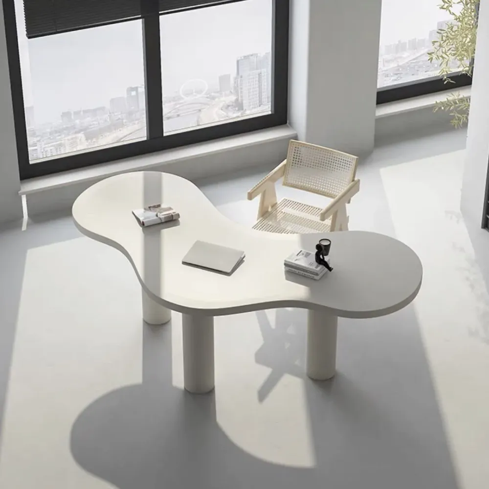 Table d'écriture fixe de forme libre de bureau de travail industriel en bois massif Clearhalo