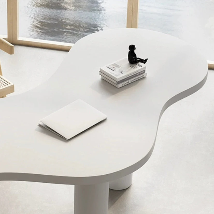 Table d'écriture fixe de forme libre de bureau de travail industriel en bois massif Clearhalo