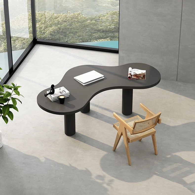 Table d'écriture fixe de forme libre de bureau de travail industriel en bois massif Clearhalo