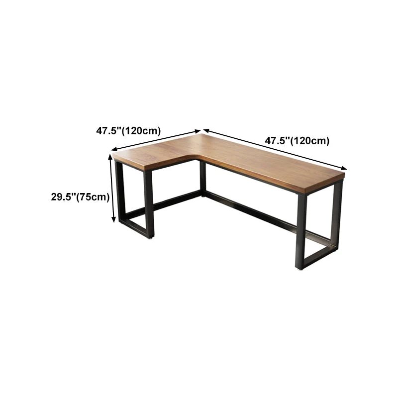 Table d'écriture fixe industrielle de bureau en forme de L en bois massif Clearhalo