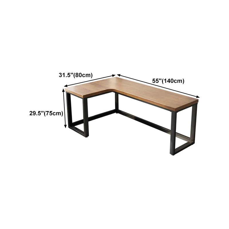 Table d'écriture fixe industrielle de bureau en forme de L en bois massif Clearhalo