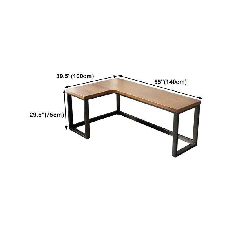 Table d'écriture fixe industrielle de bureau en forme de L en bois massif Clearhalo