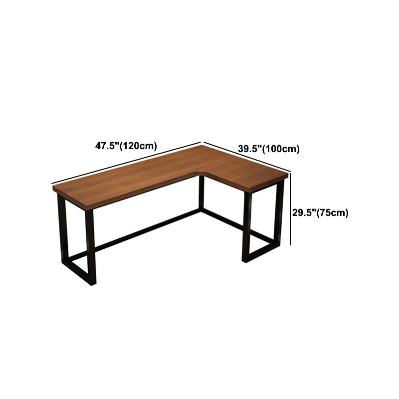 Table d'écriture en forme de L, bureau de travail en bois massif de style industriel Clearhalo