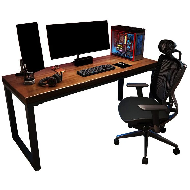 Table d'écriture industrielle en bois massif, bureau rectangulaire pour la maison Clearhalo