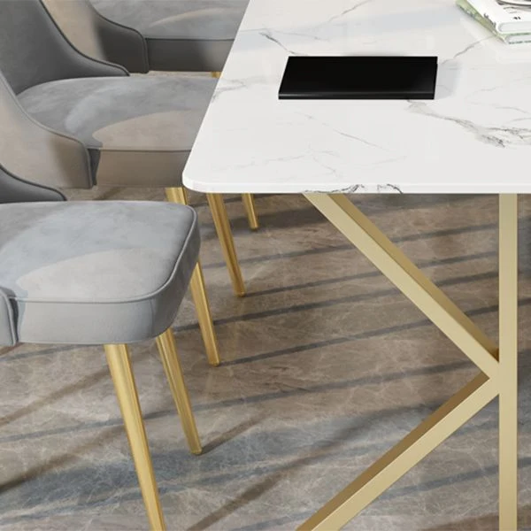 Table d'écriture à la maison en pierre agglomérée Table de réunion de bureau industriel Clearhalo