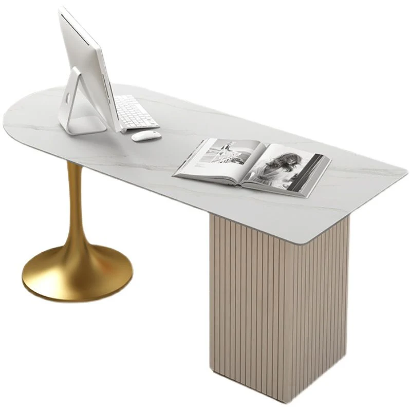 Table d'écriture moderne Peninsula Table d'étude fixe en pierre frittée Clearhalo
