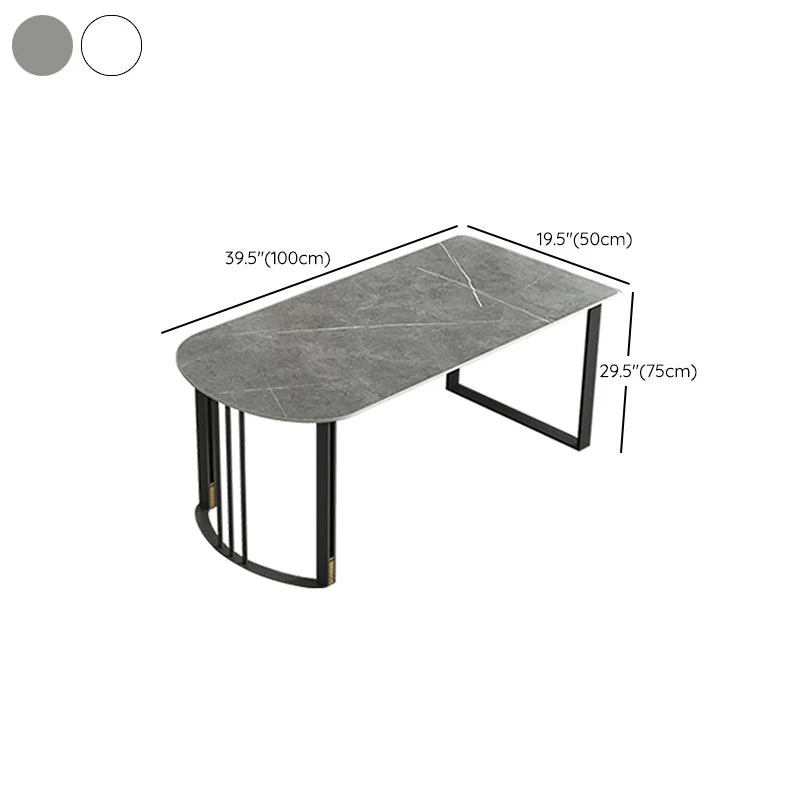 Table d'écriture moderne en pierre frittée, bureau de travail de forme libre Clearhalo