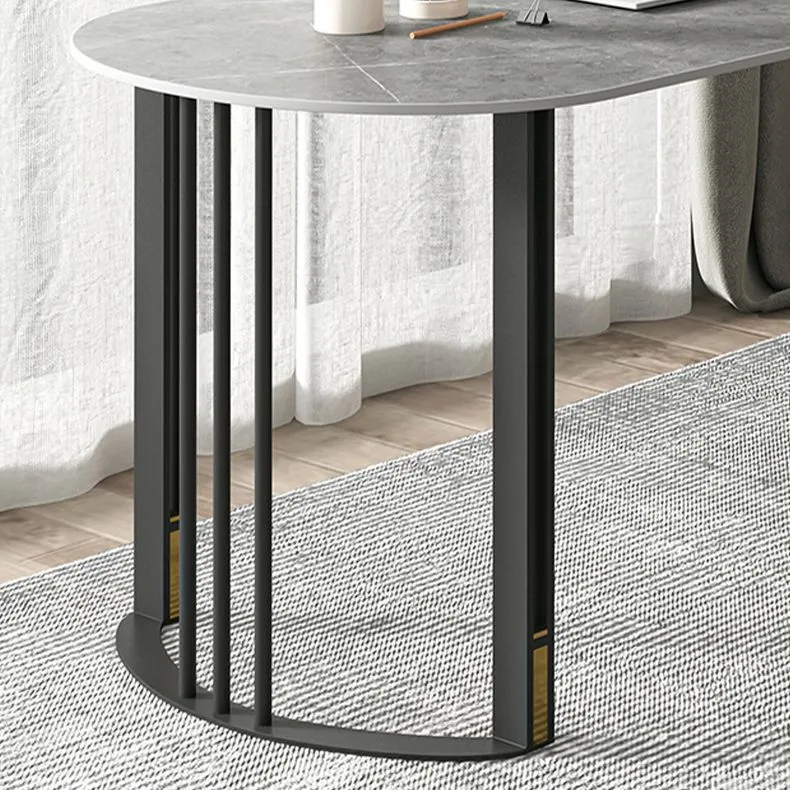 Table d'écriture moderne en pierre frittée, bureau de travail de forme libre Clearhalo