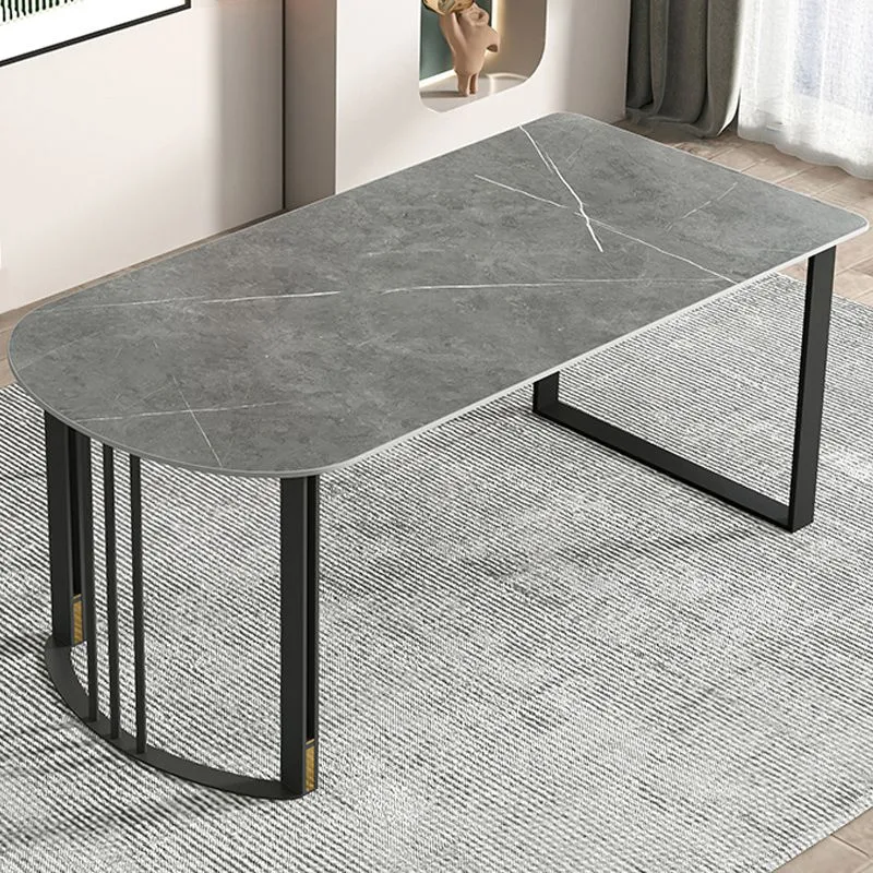 Table d'écriture moderne en pierre frittée, bureau de travail de forme libre Clearhalo