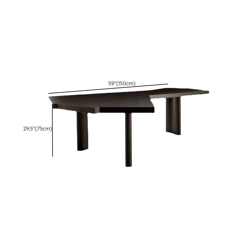 Table d'écriture noire de forme libre, bureau de bureau en bois massif de Style moderne Clearhalo