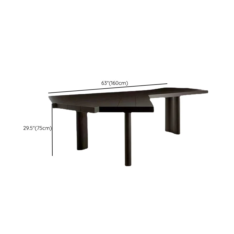 Table d'écriture noire de forme libre, bureau de bureau en bois massif de Style moderne Clearhalo