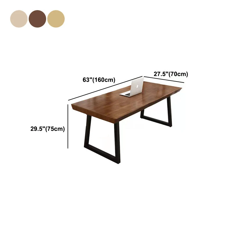 Table d'écriture rectangulaire, bureau industriel en bois massif avec base Seld Clearhalo