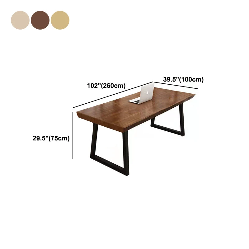 Table d'écriture rectangulaire, bureau industriel en bois massif avec base Seld Clearhalo