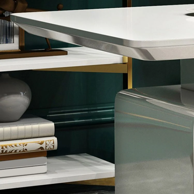 Table d'écriture rectangulaire pour la maison, bureau de travail en bois moderne avec tiroirs Clearhalo