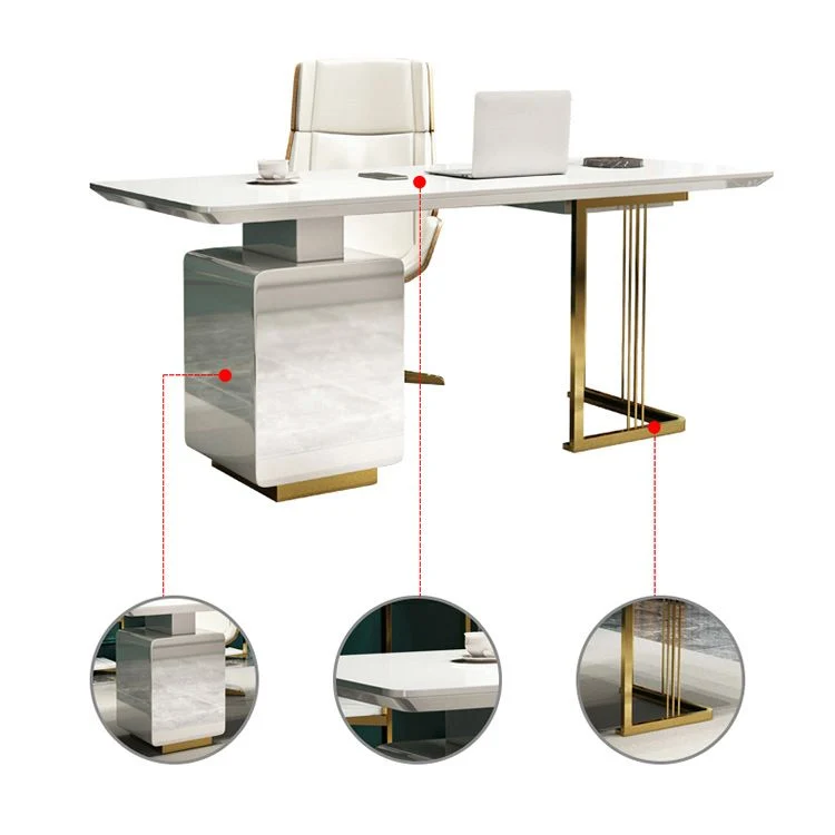 Table d'écriture rectangulaire pour la maison, bureau de travail en bois moderne avec tiroirs Clearhalo