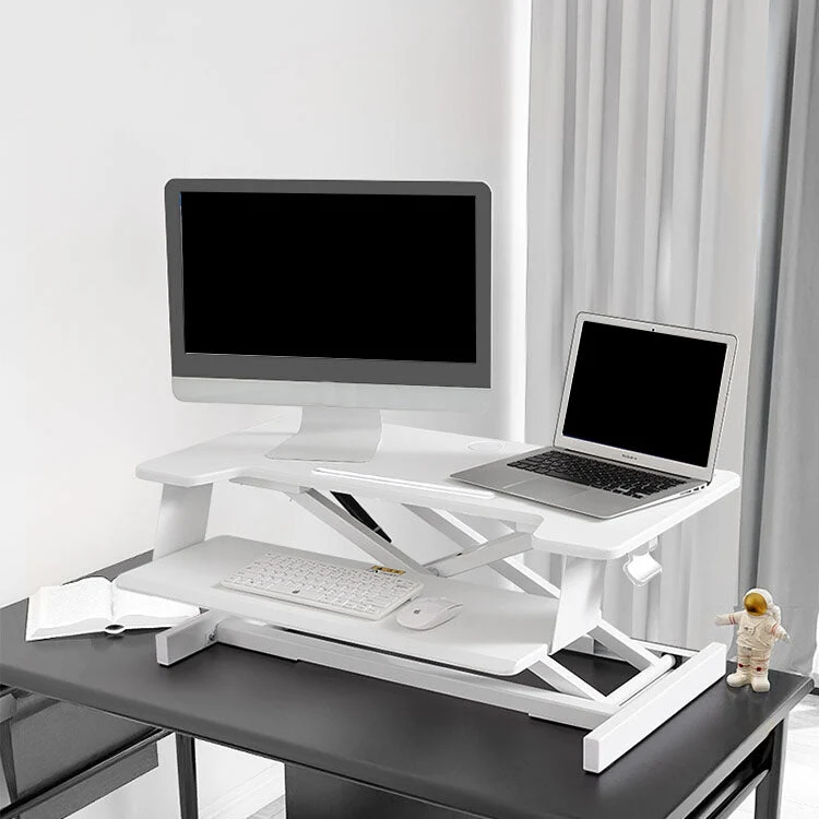 Table d'ordinateur pliable de forme rectangulaire, bureau d'écriture en bois, noir/blanc Clearhalo