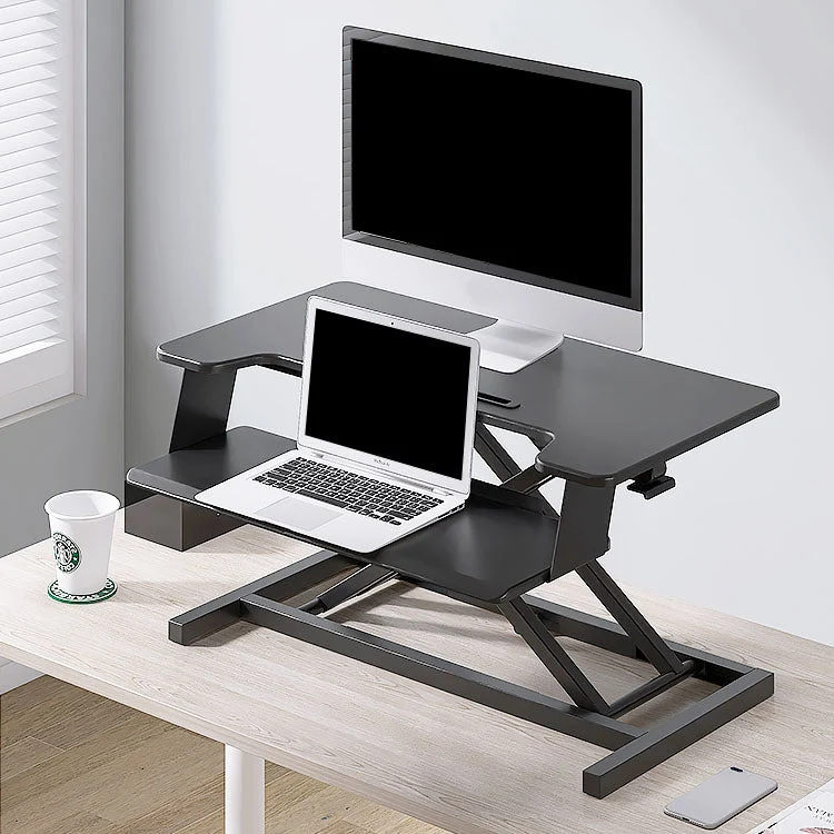 Table d'ordinateur pliable de forme rectangulaire, bureau d'écriture en bois, noir/blanc Clearhalo