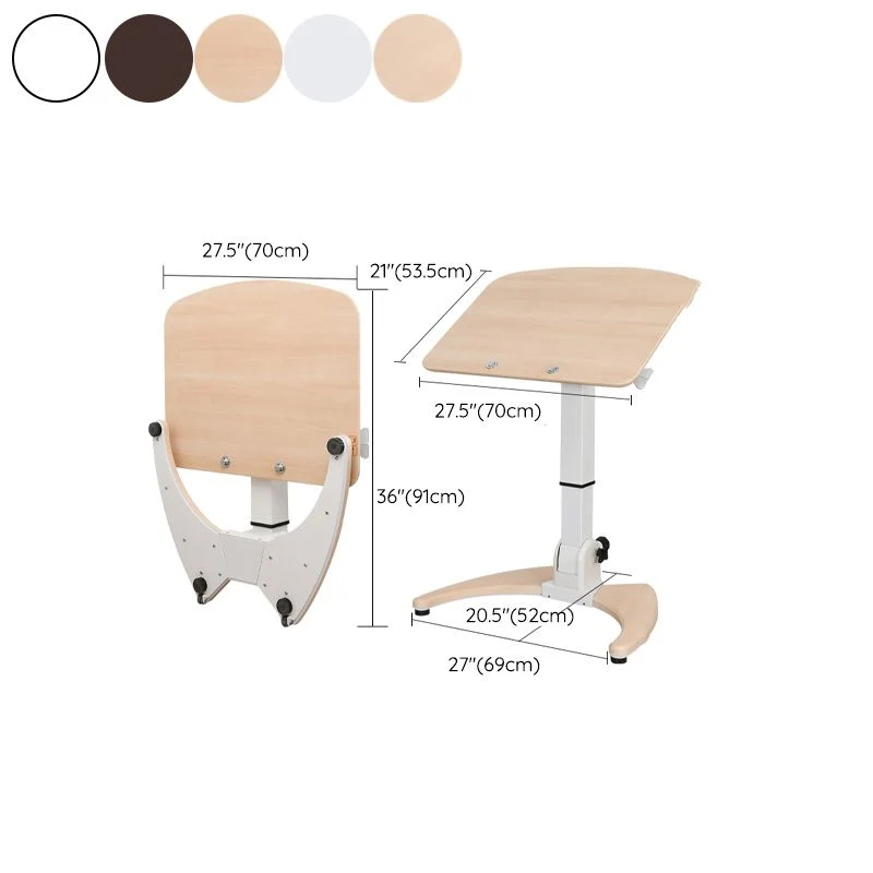 Table d'ordinateur pliable de forme rectangulaire, bureau d'écriture en bois, blanc/marron/naturel Clearhalo