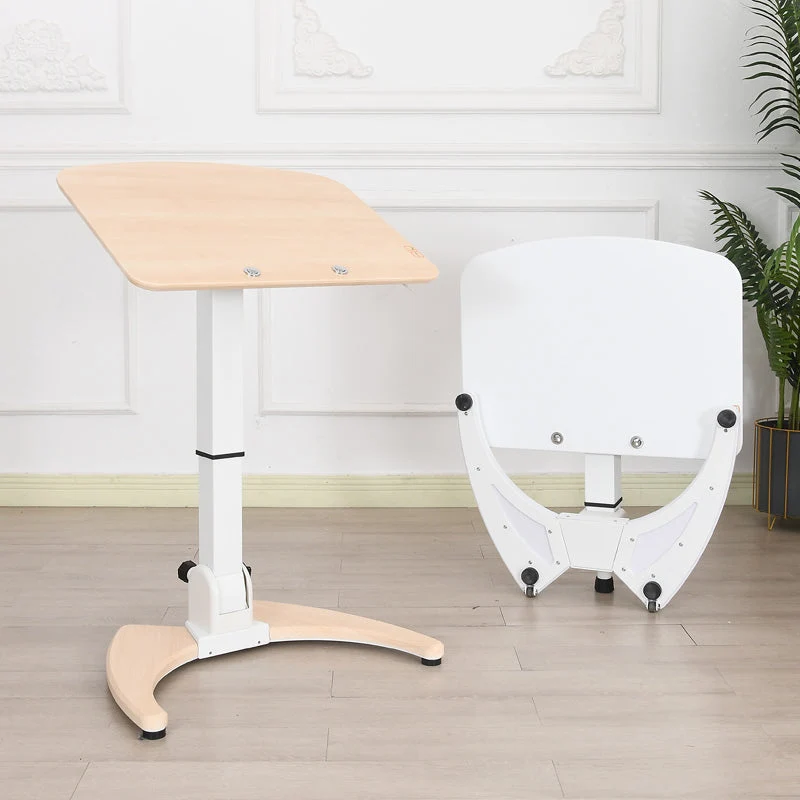 Table d'ordinateur pliable de forme rectangulaire, bureau d'écriture en bois, blanc/marron/naturel Clearhalo