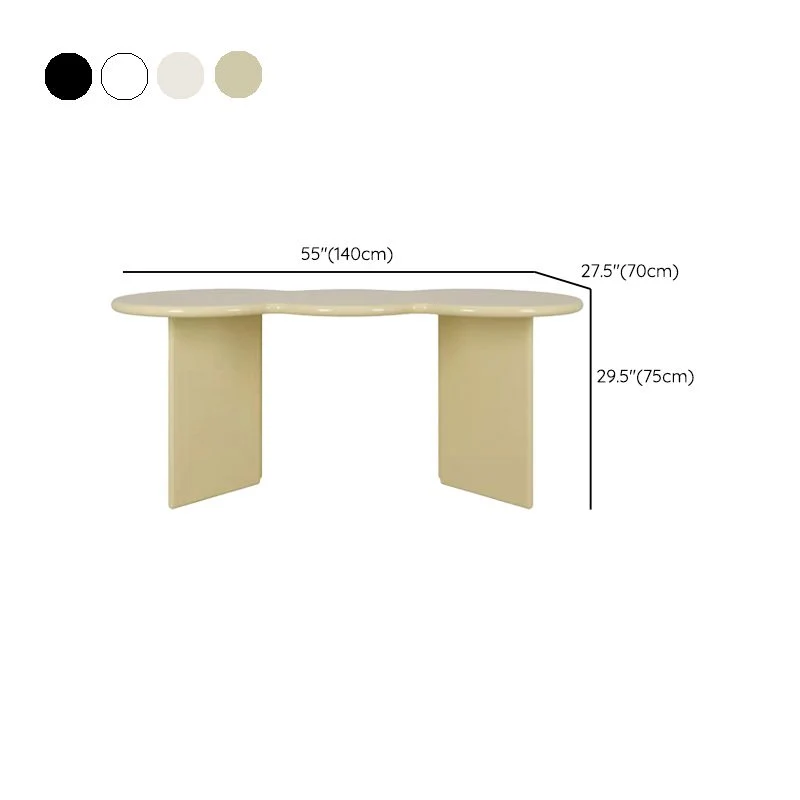 Table d'ordinateur portable de bureau de forme irrégulière, bureau d'écriture en bois avec 4 pieds Clearhalo