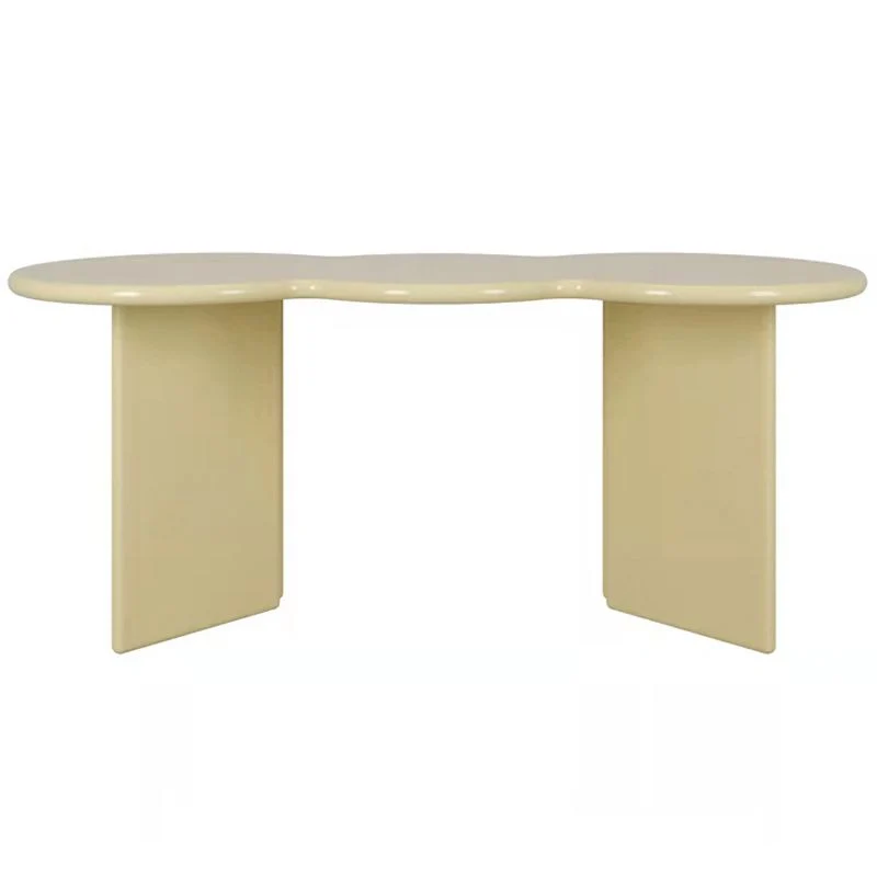 Table d'ordinateur portable de bureau de forme irrégulière, bureau d'écriture en bois avec 4 pieds Clearhalo
