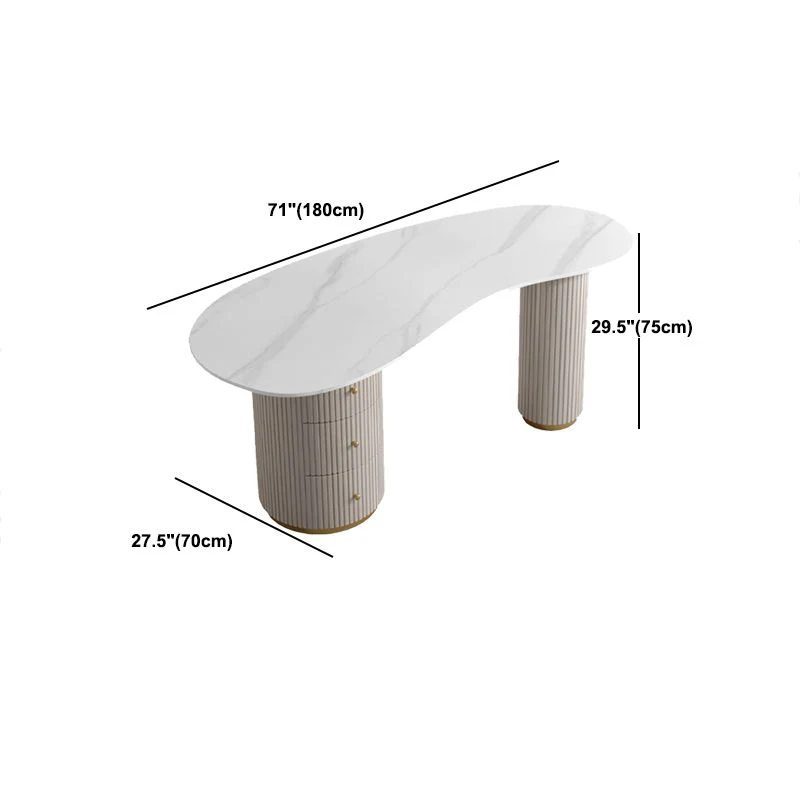 Table d'ordinateur portable incurvée de bureau moderne et contemporaine avec tiroirs Clearhalo