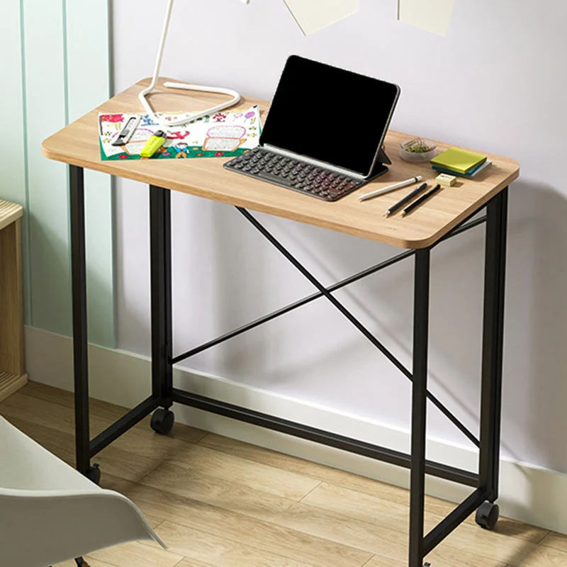 Table d'ordinateur portable pliable de forme rectangulaire, bureau d'écriture en bois marron/blanc Clearhalo