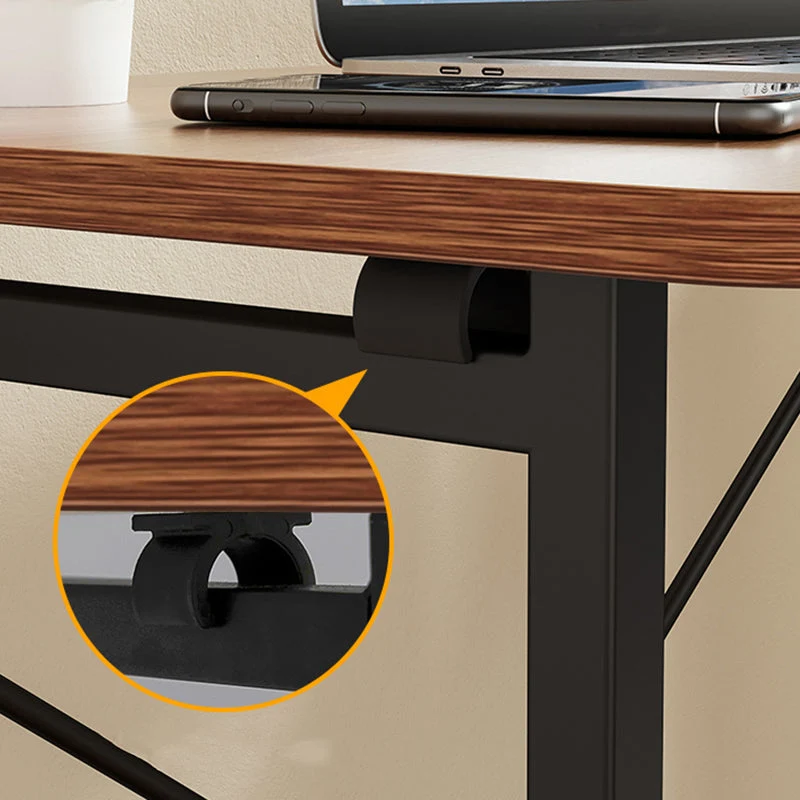 Table d'ordinateur portable pliable de forme rectangulaire, bureau d'écriture en bois marron/blanc Clearhalo