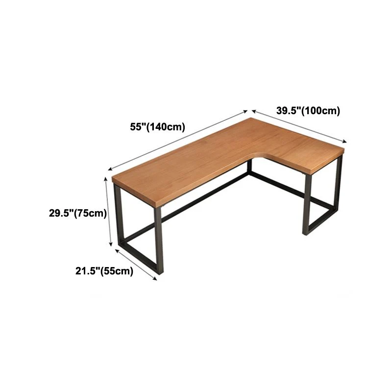 Table d'étude moderne en forme de L, table d'écriture fixe en bois massif de pin, sans armoire Clearhalo