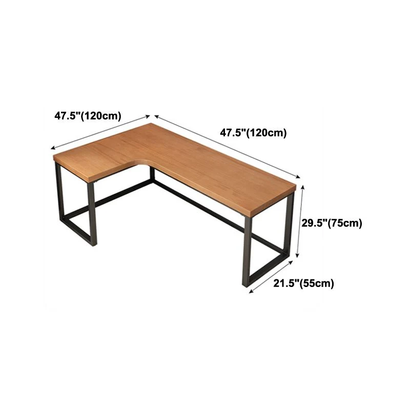 Table d'étude moderne en forme de L, table d'écriture fixe en bois massif de pin, sans armoire Clearhalo