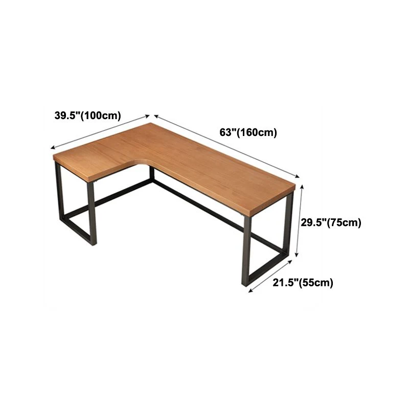 Table d'étude moderne en forme de L, table d'écriture fixe en bois massif de pin, sans armoire Clearhalo