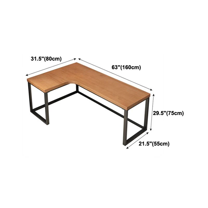 Table d'étude moderne en forme de L, table d'écriture fixe en bois massif de pin, sans armoire Clearhalo