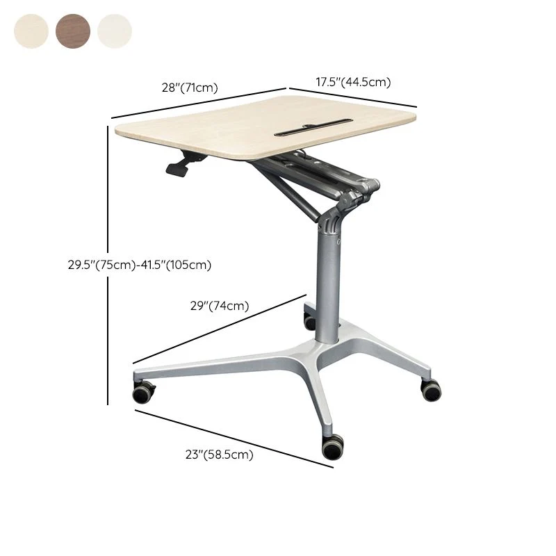 Table mobile de forme rectangulaire de bureau en bois de style moderne avec des roues pour le bureau Clearhalo