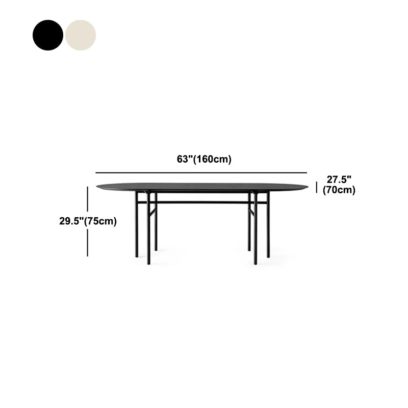 Table ovale en bois massif, pieds industriels en métal noir pour bureau Clearhalo