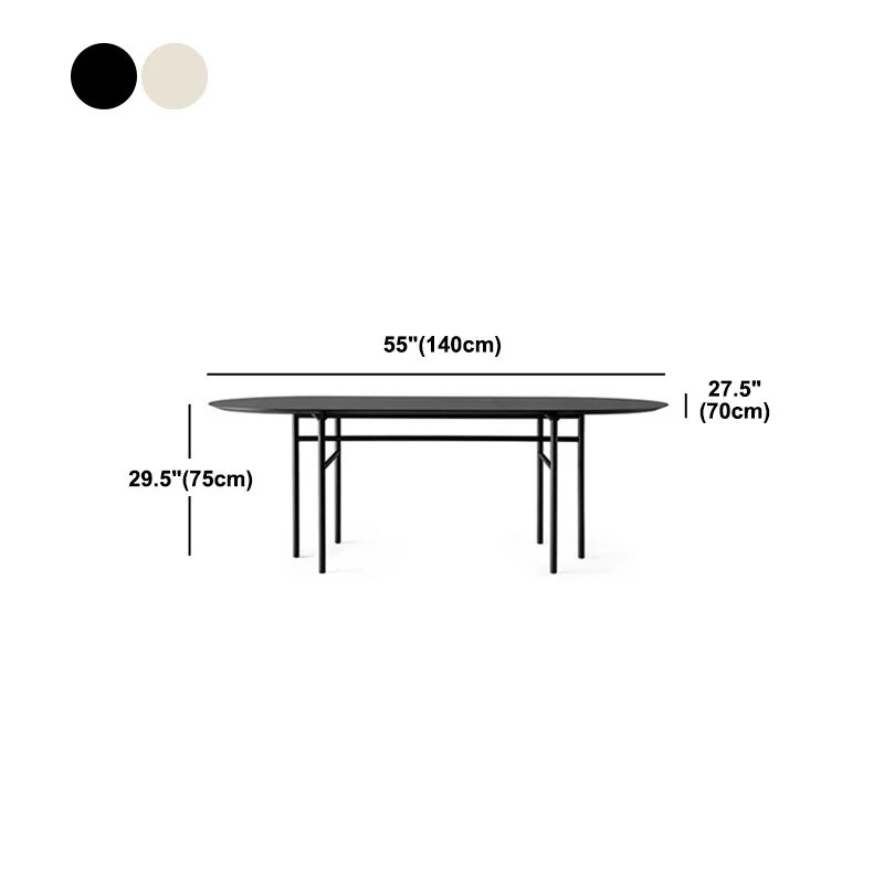 Table ovale en bois massif, pieds industriels en métal noir pour bureau Clearhalo