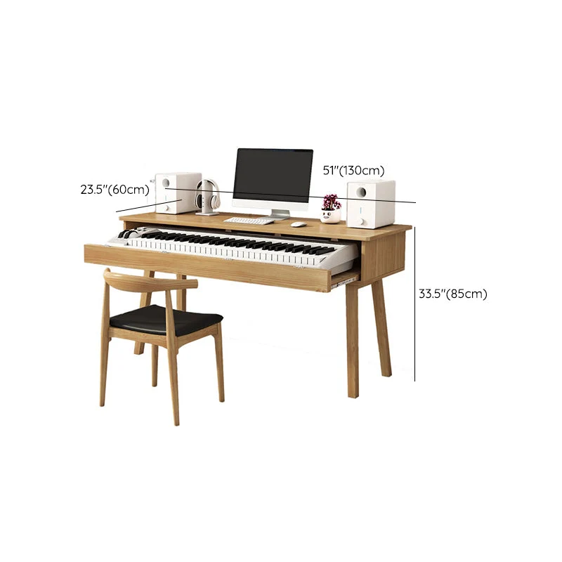 Table de piano naturelle de style moderne, bureau d'ordinateur à base Parsons en bois massif Clearhalo
