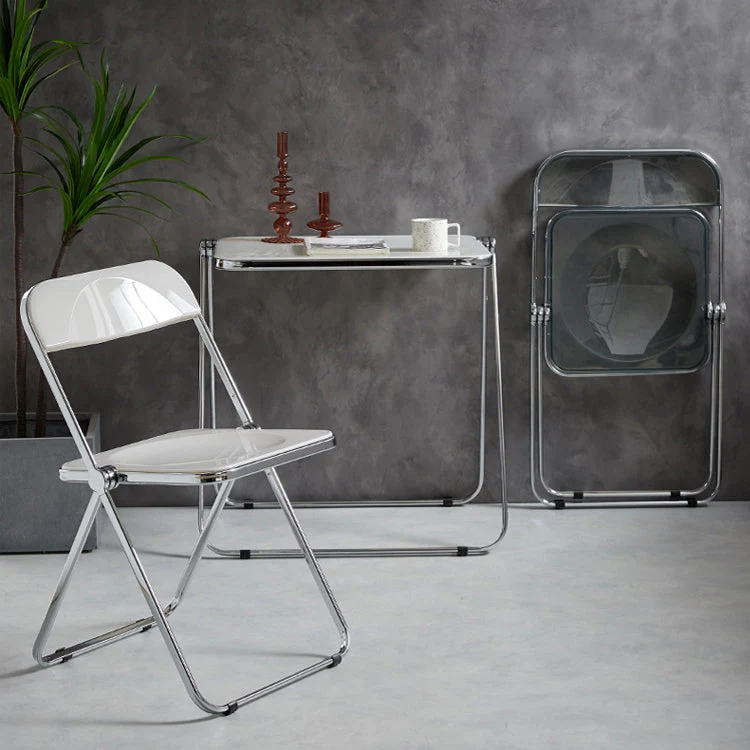 Table pliante réglable en acrylique de chambre à coucher de bureau de style moderne, 25,1 "L X 19,6" W Clearhalo