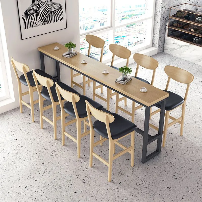 Table de pub rectangulaire moderne 1/2/5/9 pièces, ensemble de comptoir en bois pour salle à manger Clearhalo